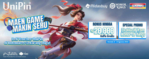 Top Up Game pake Voucher UniPin, Dapatkan Bonus hingga 20,000 + Item Eksklusif dari Honor of Kings